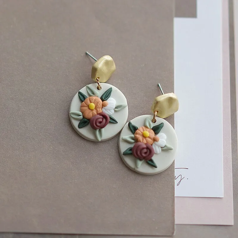 Handmade Floral Polymer Clay Earring Collection