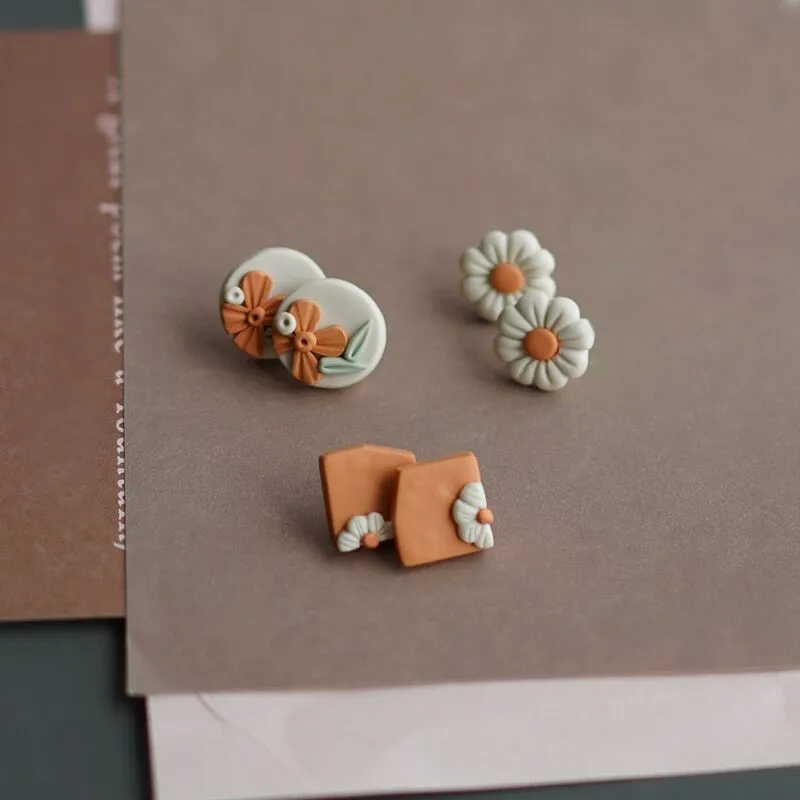 Handmade Floral Polymer Clay Earring Collection