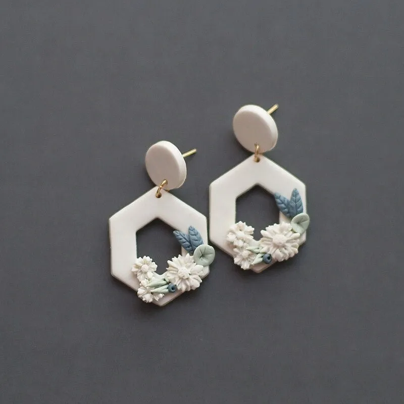 Handmade Floral Polymer Clay Earring Collection