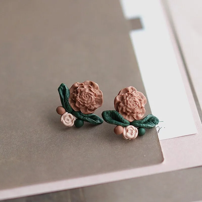 Handmade Floral Polymer Clay Earring Collection