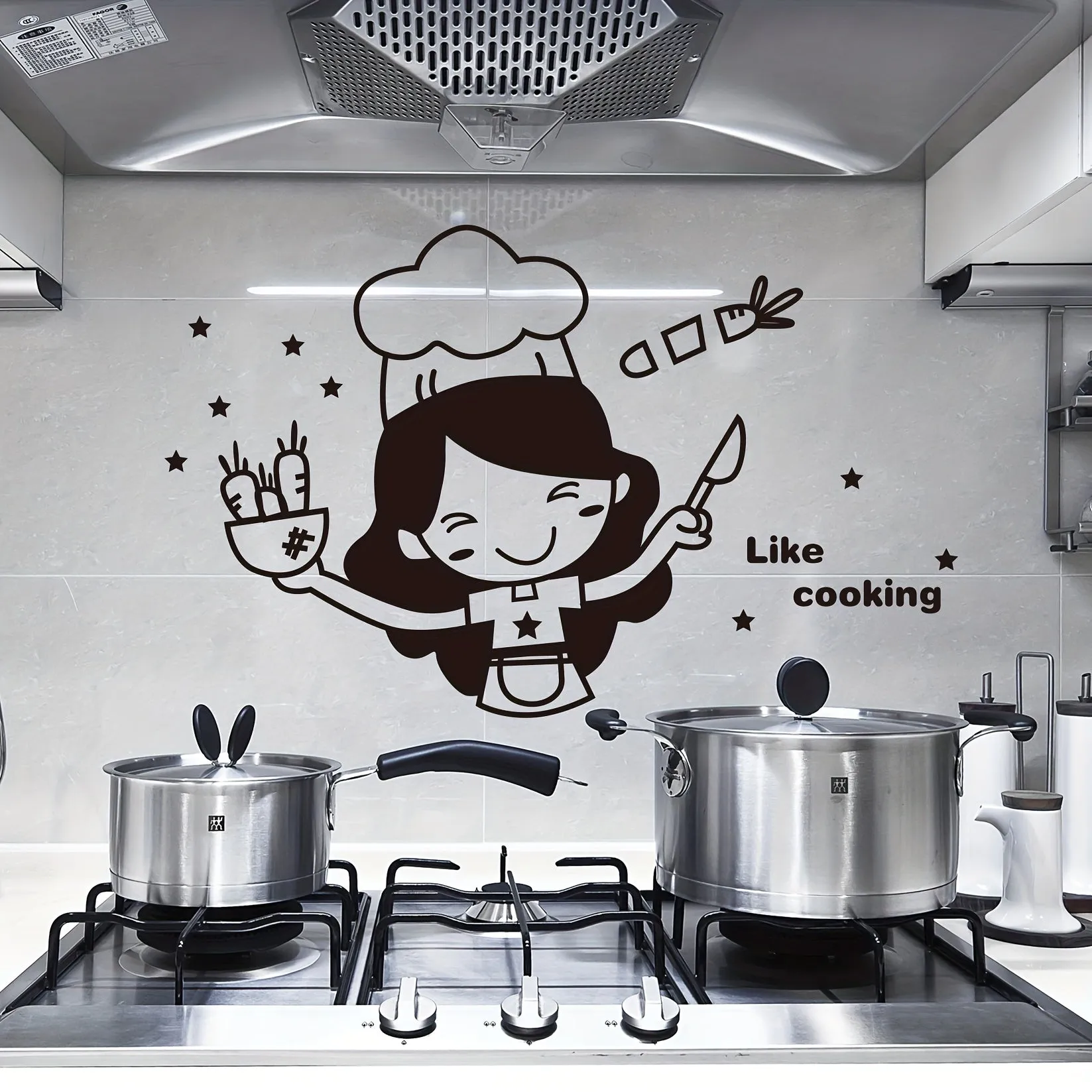 Happy Girl Chef Wall Sticker for Kitchen Home Decor