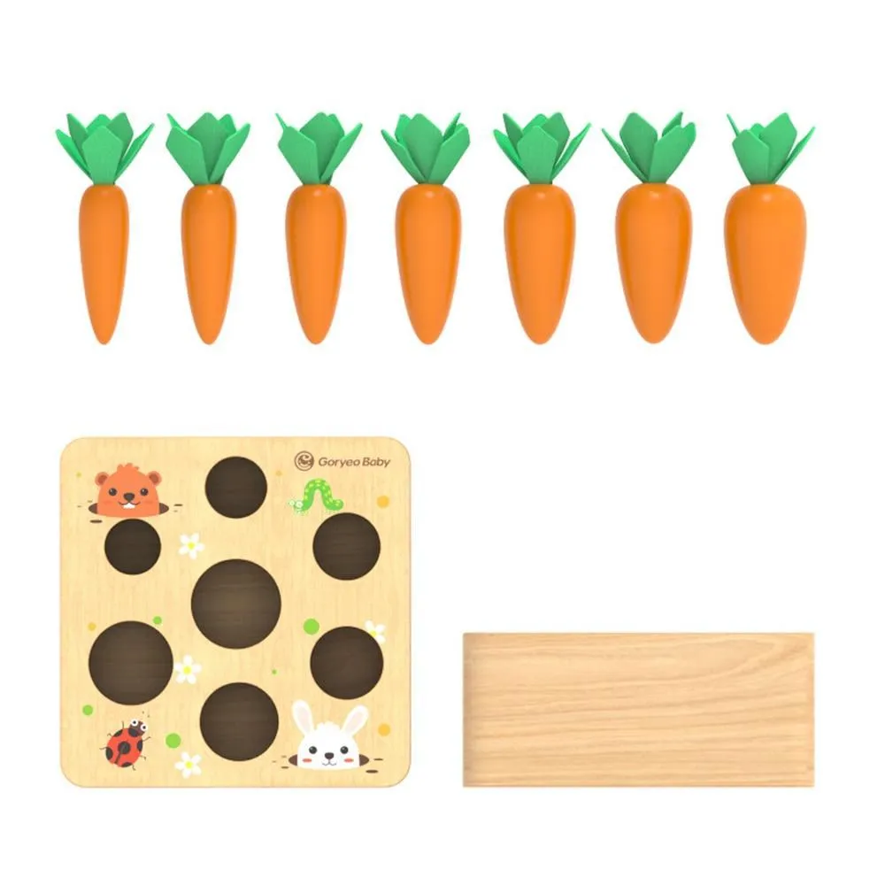 Harvest Carrot Kids Wooden Montessori Toys Block Set Children Size Cognition Shape Matching Carrot Game Early Education Toys