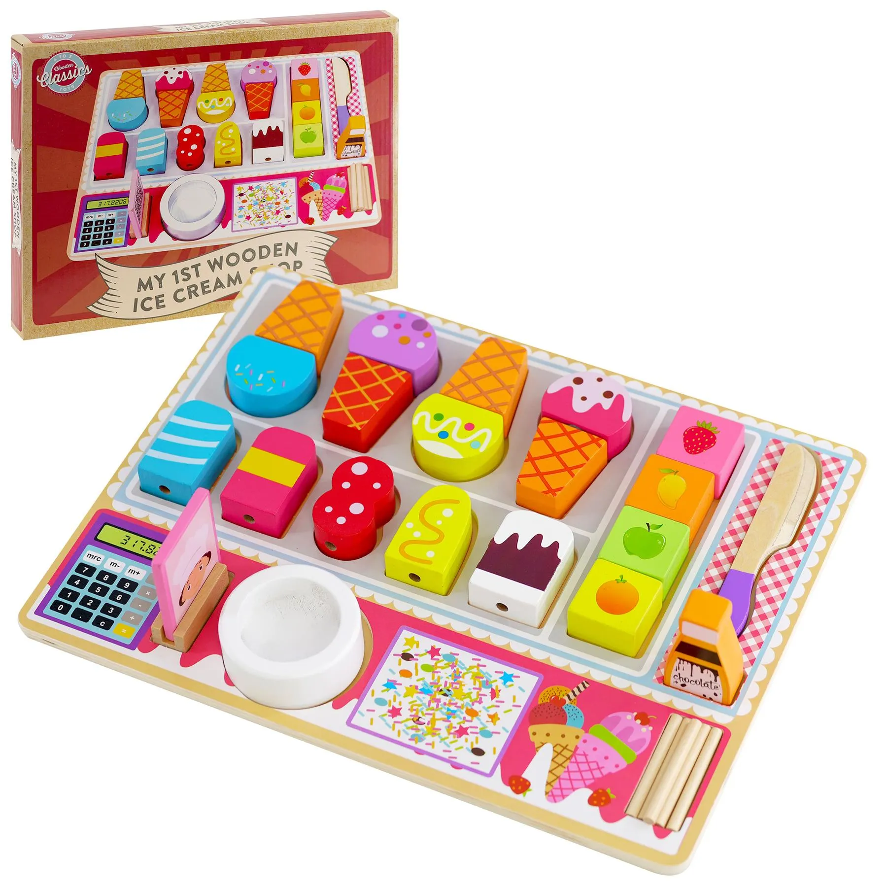 Kids Wooden Ice Cream Shop Set Role Play Toys