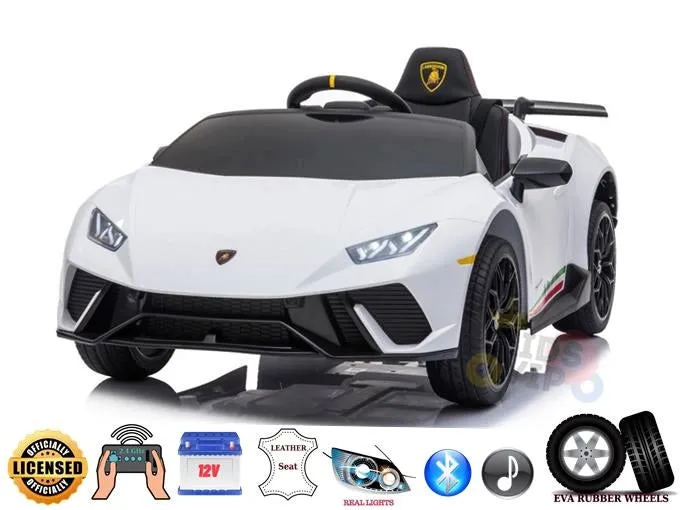 Licensed 2025 Upgraded Lamborghini Huracan 12V Ride-On | Leather Seat | Rubber Tires | 1 Seater | Remote