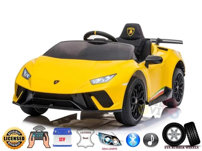 Licensed 2025 Upgraded Lamborghini Huracan 12V Ride-On | Leather Seat | Rubber Tires | 1 Seater | Remote