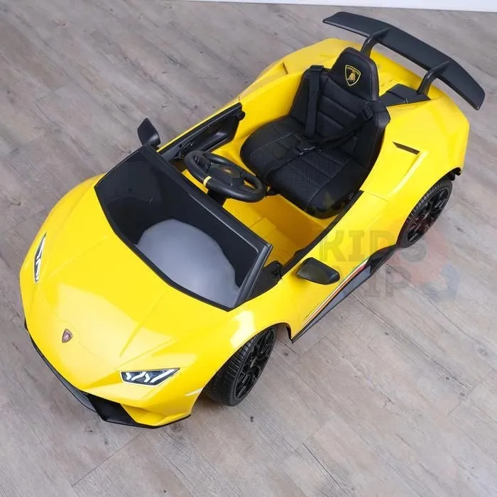 Licensed 2025 Upgraded Lamborghini Huracan 12V Ride-On | Leather Seat | Rubber Tires | 1 Seater | Remote