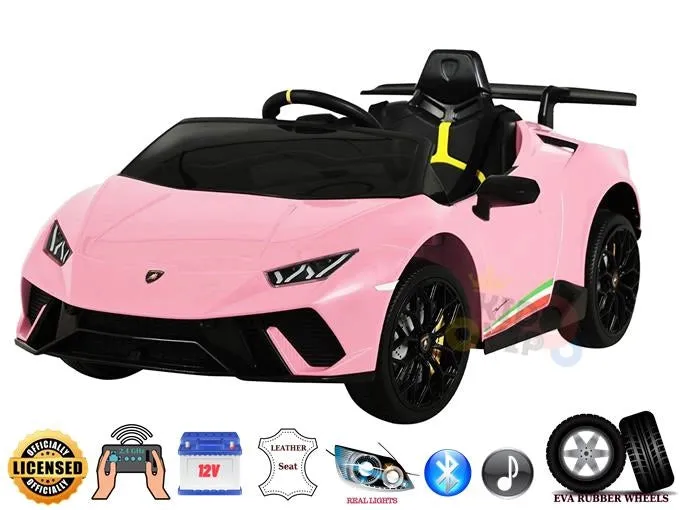 Licensed 2025 Upgraded Lamborghini Huracan 12V Ride-On | Leather Seat | Rubber Tires | 1 Seater | Remote