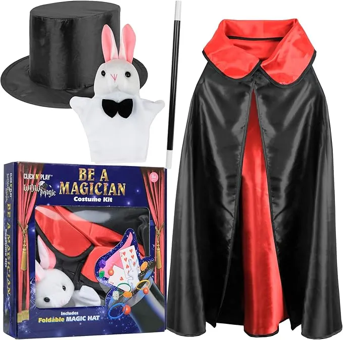 Magician Costume Kids Size, Magician Kit, Halloween Dress Up & Pretend Play