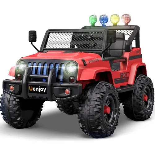 New 2025 | 12V Kids Ride On Cool Jeep Truck Upgraded with Wheels Suspension | Small 2 Seat | Remote | Up To 5-7 Kph