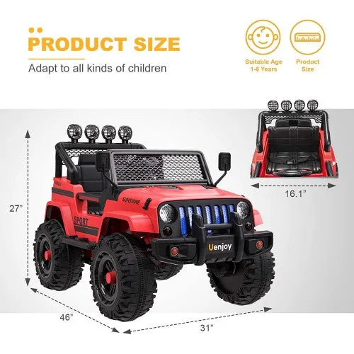 New 2025 | 12V Kids Ride On Cool Jeep Truck Upgraded with Wheels Suspension | Small 2 Seat | Remote | Up To 5-7 Kph