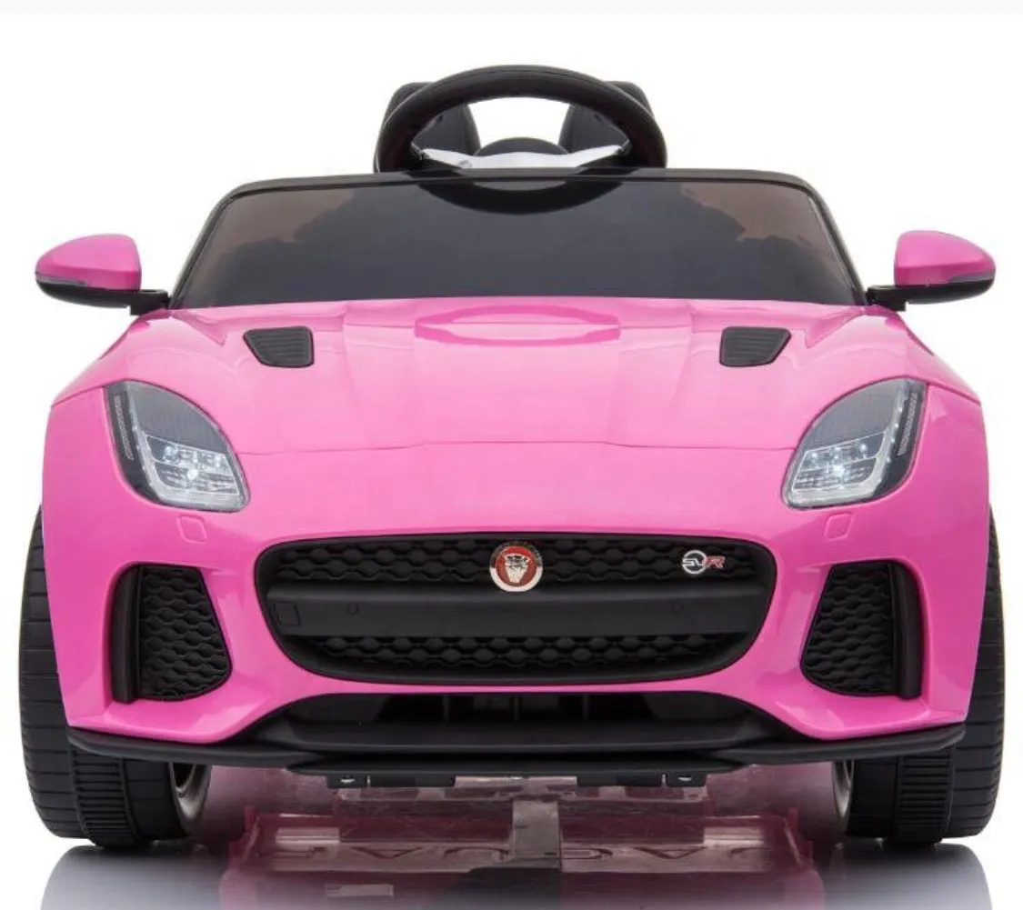 New Item Upgraded 2025 Licensed 12V Jaguar F Type Ride On for Kids | Rubber Tires | Leather Seat | Remote | Ages 1-5 - Pink