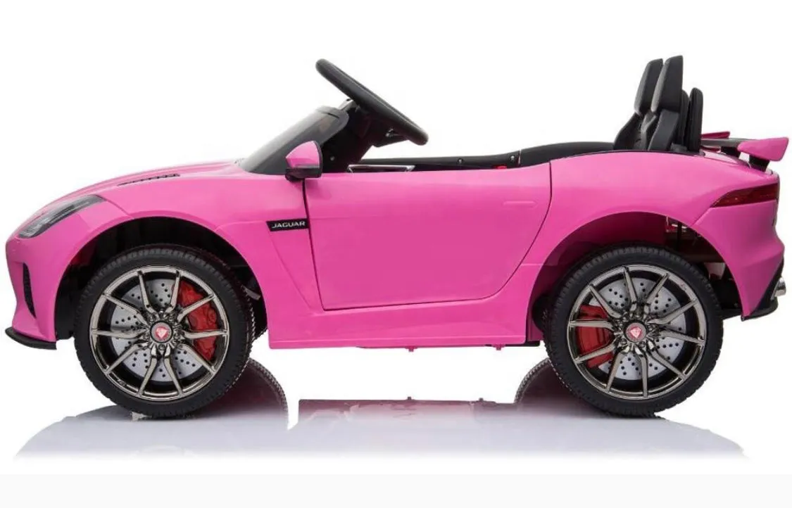 New Item Upgraded 2025 Licensed 12V Jaguar F Type Ride On for Kids | Rubber Tires | Leather Seat | Remote | Ages 1-5 - Pink