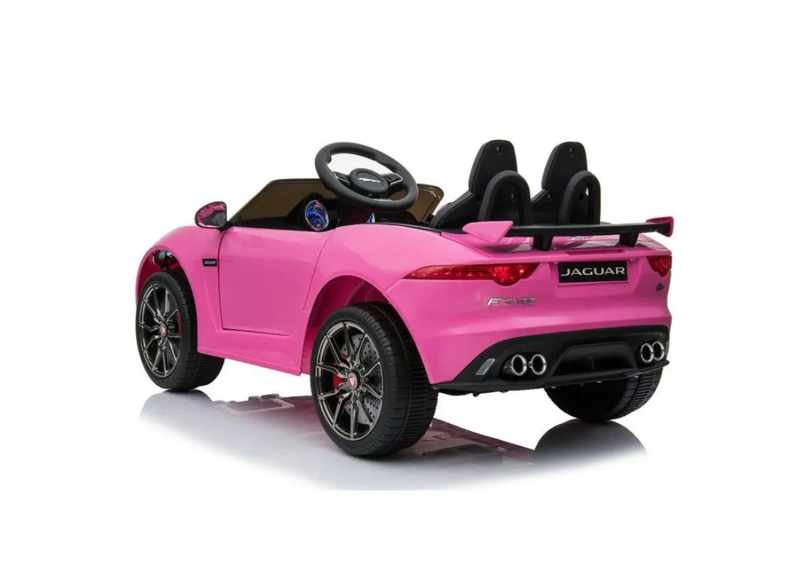 New Item Upgraded 2025 Licensed 12V Jaguar F Type Ride On for Kids | Rubber Tires | Leather Seat | Remote | Ages 1-5 - Pink