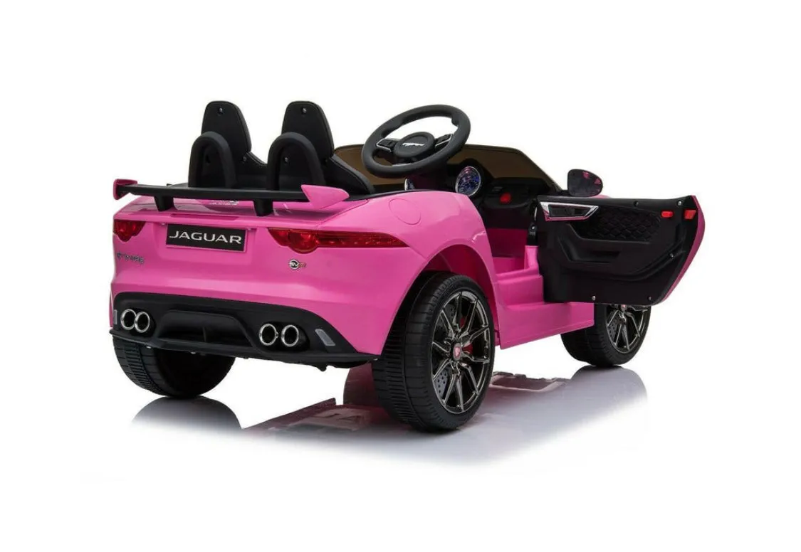 New Item Upgraded 2025 Licensed 12V Jaguar F Type Ride On for Kids | Rubber Tires | Leather Seat | Remote | Ages 1-5 - Pink