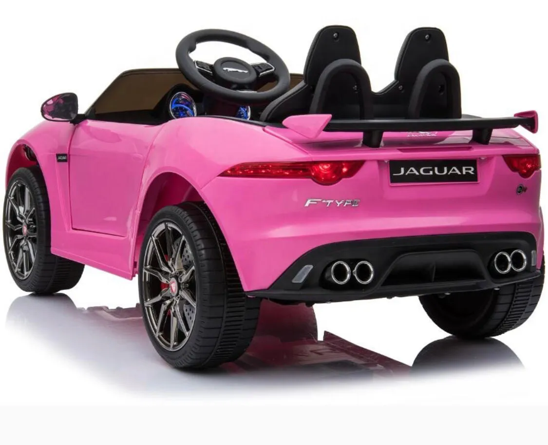 New Item Upgraded 2025 Licensed 12V Jaguar F Type Ride On for Kids | Rubber Tires | Leather Seat | Remote | Ages 1-5 - Pink