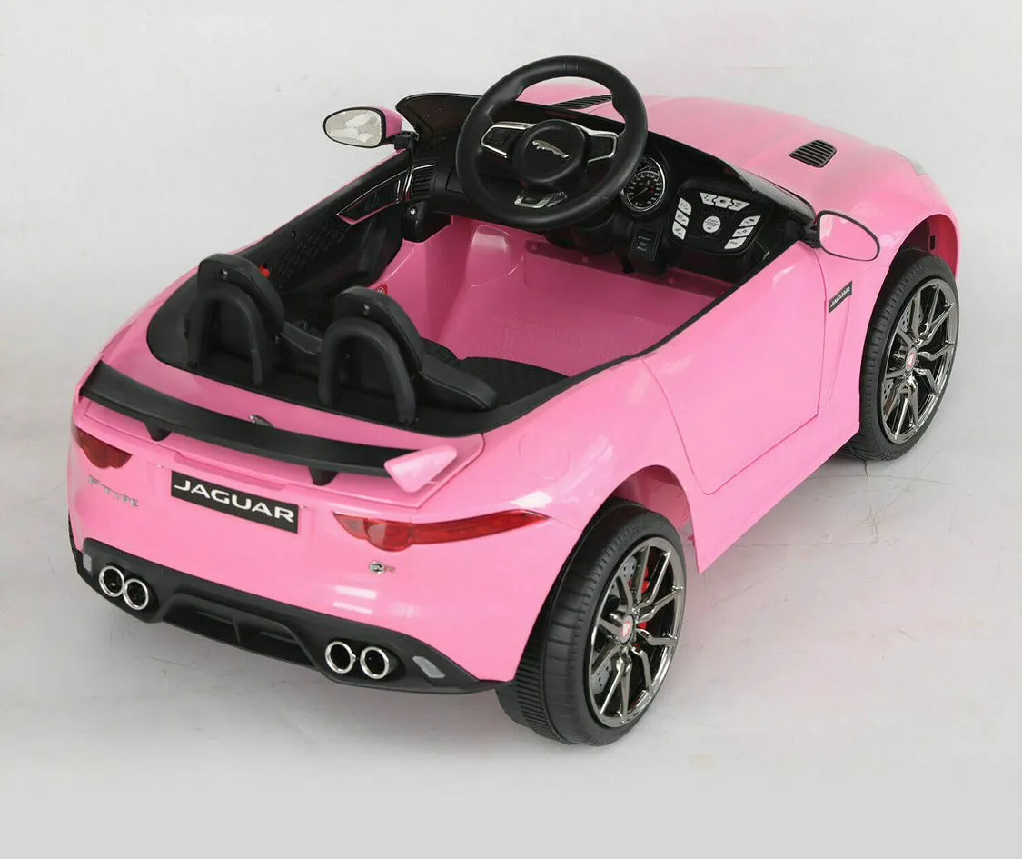 New Item Upgraded 2025 Licensed 12V Jaguar F Type Ride On for Kids | Rubber Tires | Leather Seat | Remote | Ages 1-5 - Pink