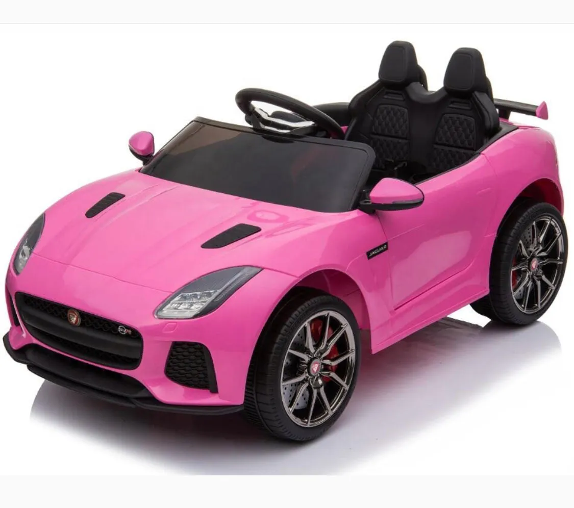 New Item Upgraded 2025 Licensed 12V Jaguar F Type Ride On for Kids | Rubber Tires | Leather Seat | Remote | Ages 1-5 - Pink