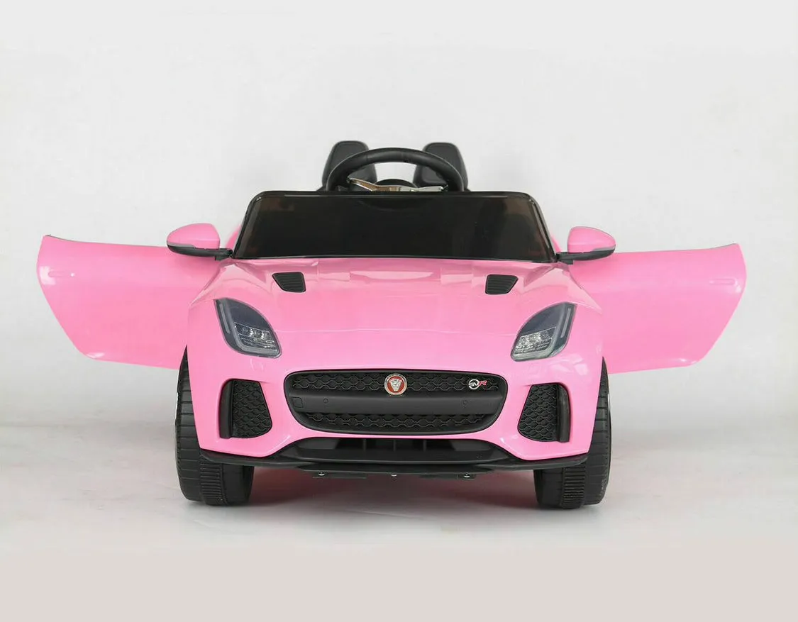 New Item Upgraded 2025 Licensed 12V Jaguar F Type Ride On for Kids | Rubber Tires | Leather Seat | Remote | Ages 1-5 - Pink