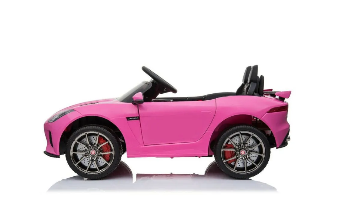 New Item Upgraded 2025 Licensed 12V Jaguar F Type Ride On for Kids | Rubber Tires | Leather Seat | Remote | Ages 1-5 - Pink