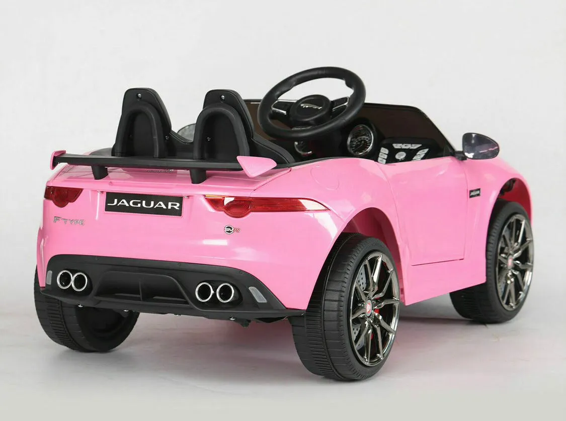 New Item Upgraded 2025 Licensed 12V Jaguar F Type Ride On for Kids | Rubber Tires | Leather Seat | Remote | Ages 1-5 - Pink