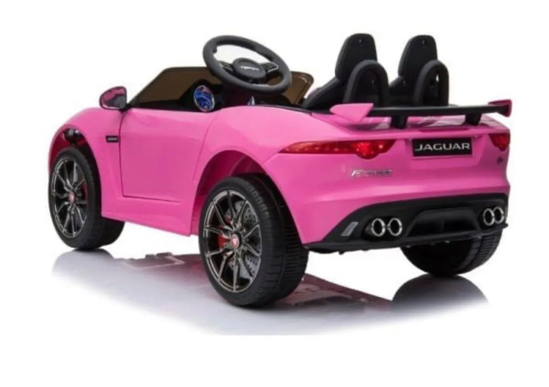 New Item Upgraded 2025 Licensed 12V Jaguar F Type Ride On for Kids | Rubber Tires | Leather Seat | Remote | Ages 1-5 - Pink