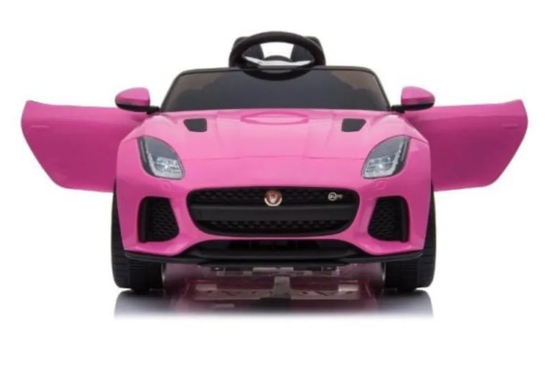 New Item Upgraded 2025 Licensed 12V Jaguar F Type Ride On for Kids | Rubber Tires | Leather Seat | Remote | Ages 1-5 - Pink