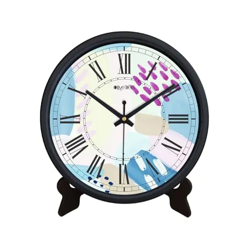 Olive Tree 8-Inch Plastic Analog Wall Clock/Table Clock - Modern Dial Latest Stylish Table Clock (Black Frame, Quartz Movement)-1003