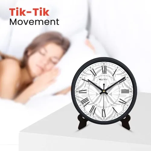 Olive Tree 8-Inch Plastic Analog Wall Clock/Table Clock - Modern Dial Latest Stylish Table Clock (Black Frame, Quartz Movement)-1009