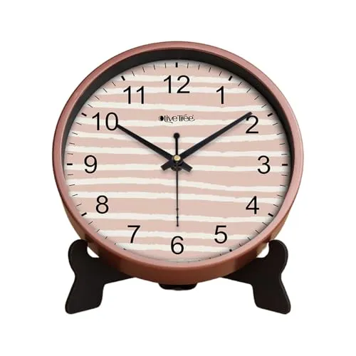 Olive Tree 8-Inch Plastic Analog Wall Clock/Table Clock - Modern Dial Latest Stylish Table Clock (Copper Frame, Quartz Movement)-1060