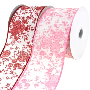 Ombre Elegant Roses Wired Ribbon, 2-1/2-Inch, 10-Yard