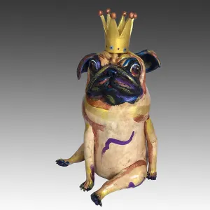 Regal Pug Handmade Ceramic Dog Sculpture by Steven McGovney