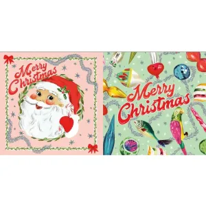 Retro Santa and Ornaments Greeting Card Wallet