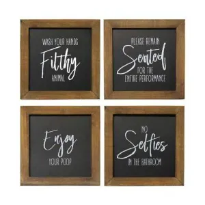 Set of 4 Funny Bathroom Wall Art