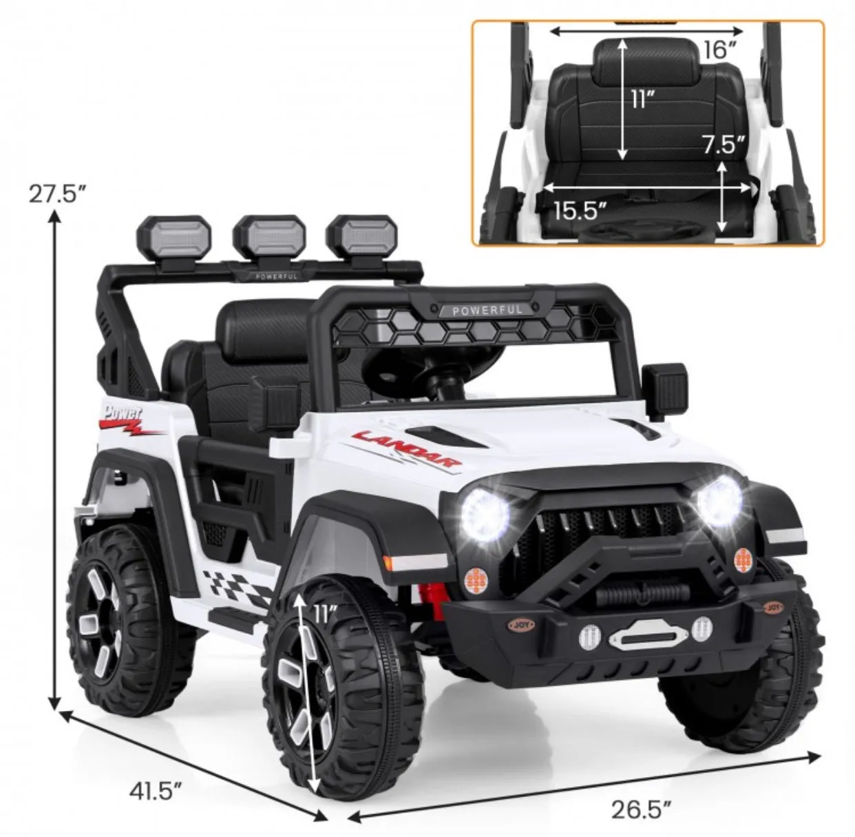 Super Cool 2025 Landar Power Jeep Style 12V | 1 Seater Kids Ride On Car | LED Lights | Music | Remote