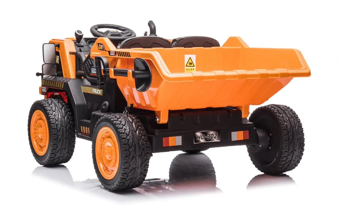 Super Cool 2025 Upgraded 12V Construction Dump Truck Ride-On Car | Rubber Tires | Leather Seat | Remote | Ages 1-6