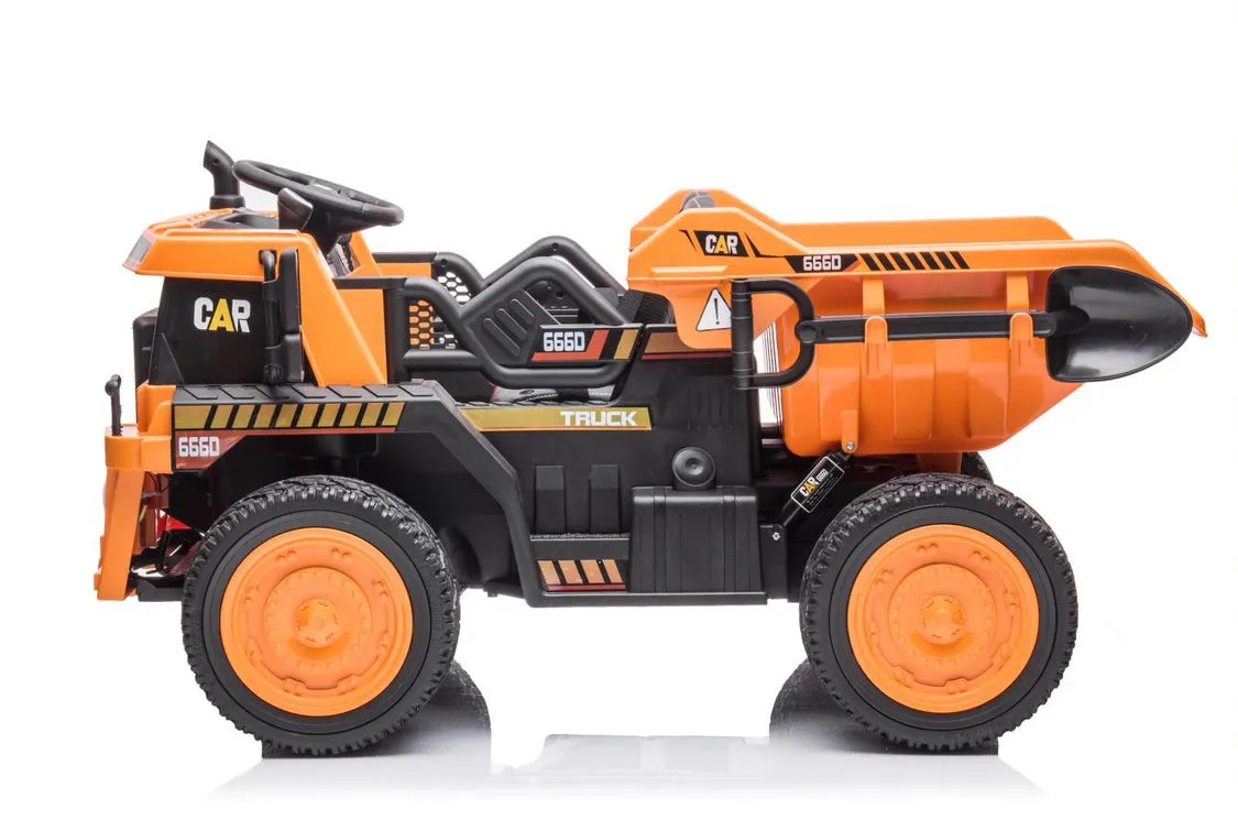 Super Cool 2025 Upgraded 12V Construction Dump Truck Ride-On Car | Rubber Tires | Leather Seat | Remote | Ages 1-6