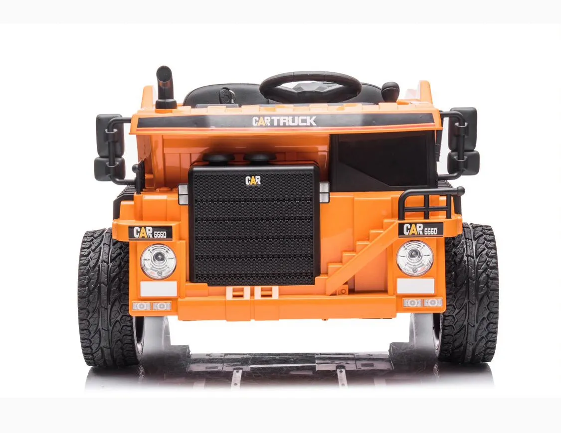 Super Cool 2025 Upgraded 12V Construction Dump Truck Ride-On Car | Rubber Tires | Leather Seat | Remote | Ages 1-6