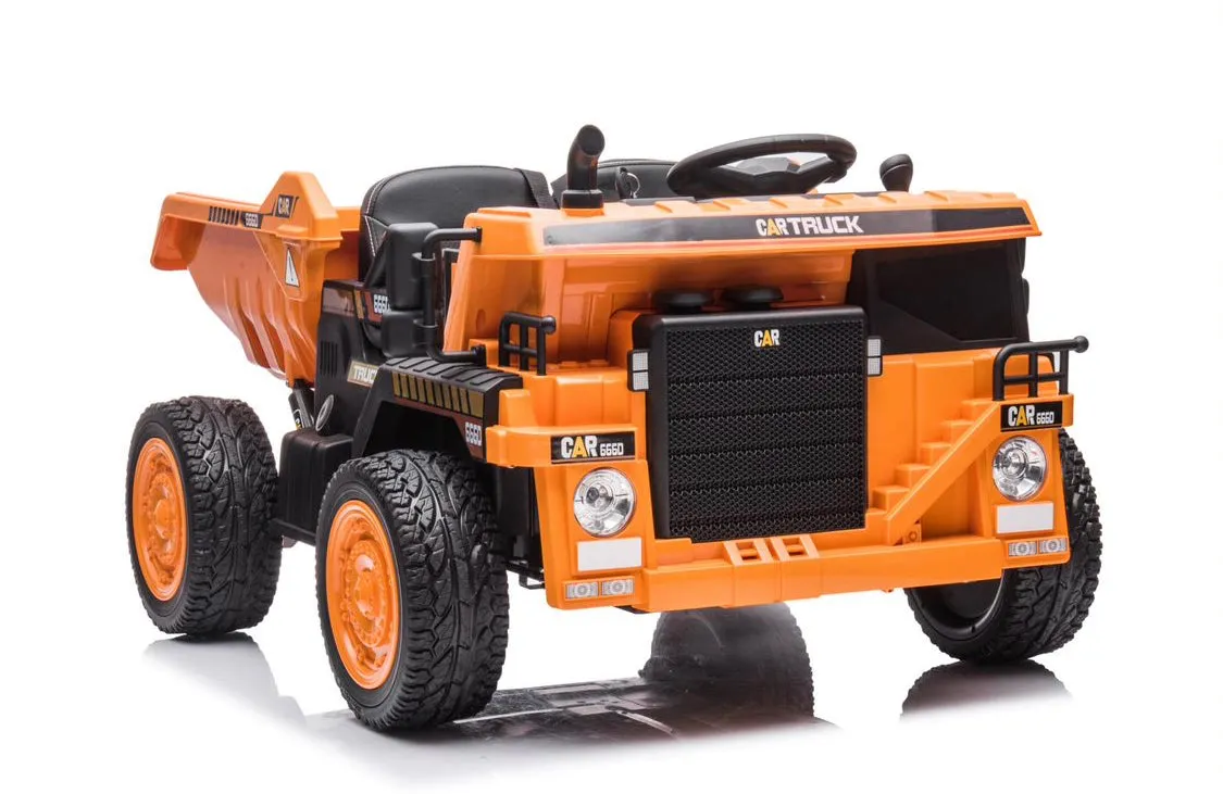 Super Cool 2025 Upgraded 12V Construction Dump Truck Ride-On Car | Rubber Tires | Leather Seat | Remote | Ages 1-6