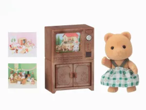 Sylvanian Families Bear Sister With Tv Set