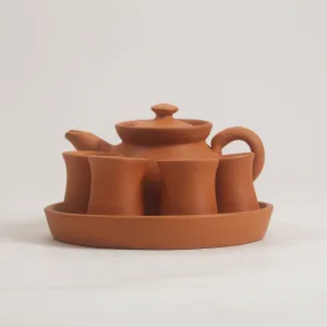 Terracotta Miniature Tea Pot Cup Plate Set - 6 Items Kid's Play