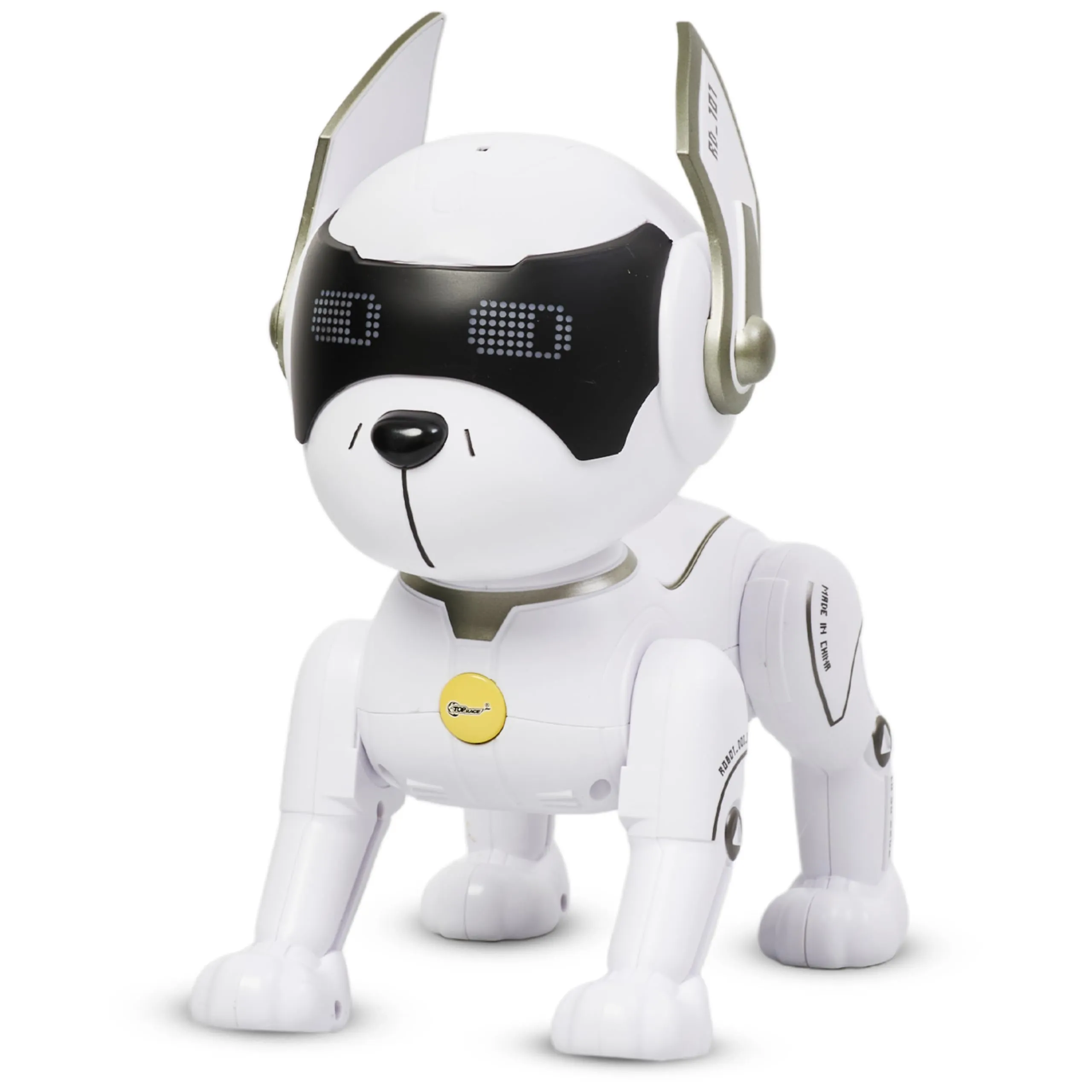 Top Race Robot Dog - Remote Controlled Interactive Robot Dog Toy - Rc Dog Toy With Gesture Mode And Adventure Mode, Programming Treats, Rechargeable - Robot Pet Dog For Kids - White