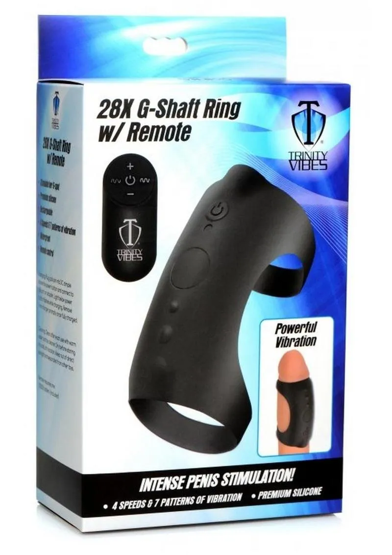 Trinity Men 7x G-Shaft Silicone Rechargeable Cock Ring with Remote Control