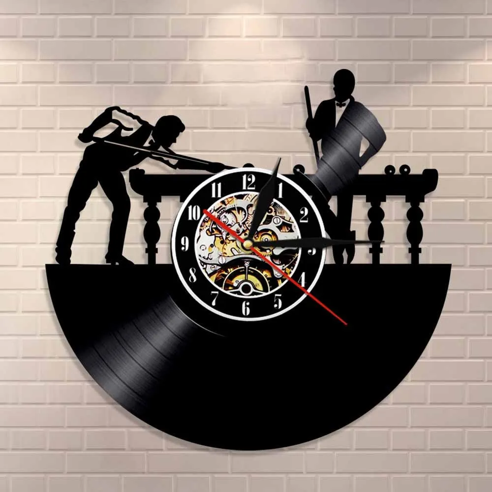 Unique Billiards Pool Snooker Vinyl Record Personalised Wall Clock for Billiards Players Snookers Lovers Living Room