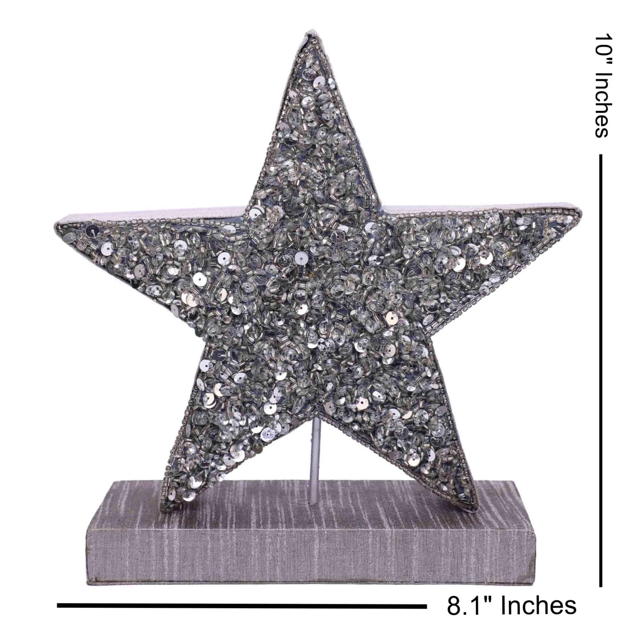 UR A Star Beaded Christmas Table Decor in Silver