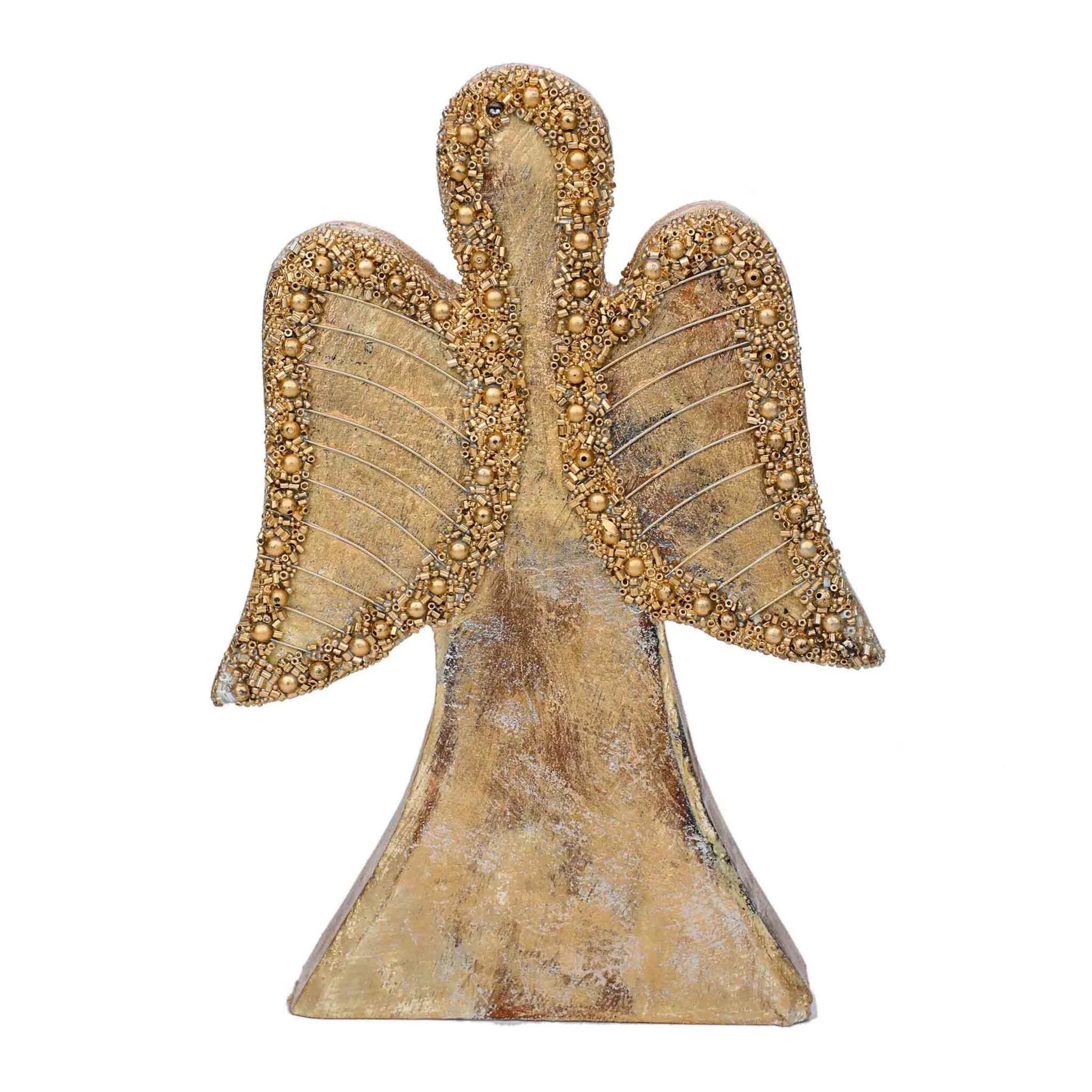 Wood Angel, Christmas | Winter Decor in Gold