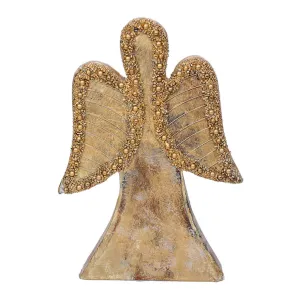 Wood Angel, Christmas | Winter Decor in Gold