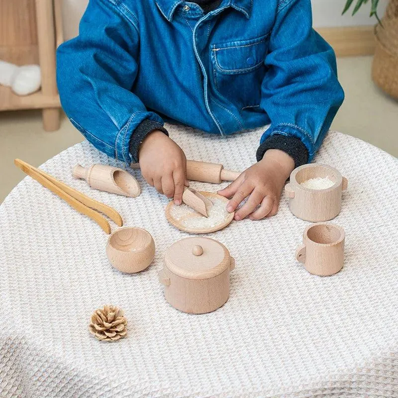 Wooden Kitchen Tea Set: Sensory Pretend Play