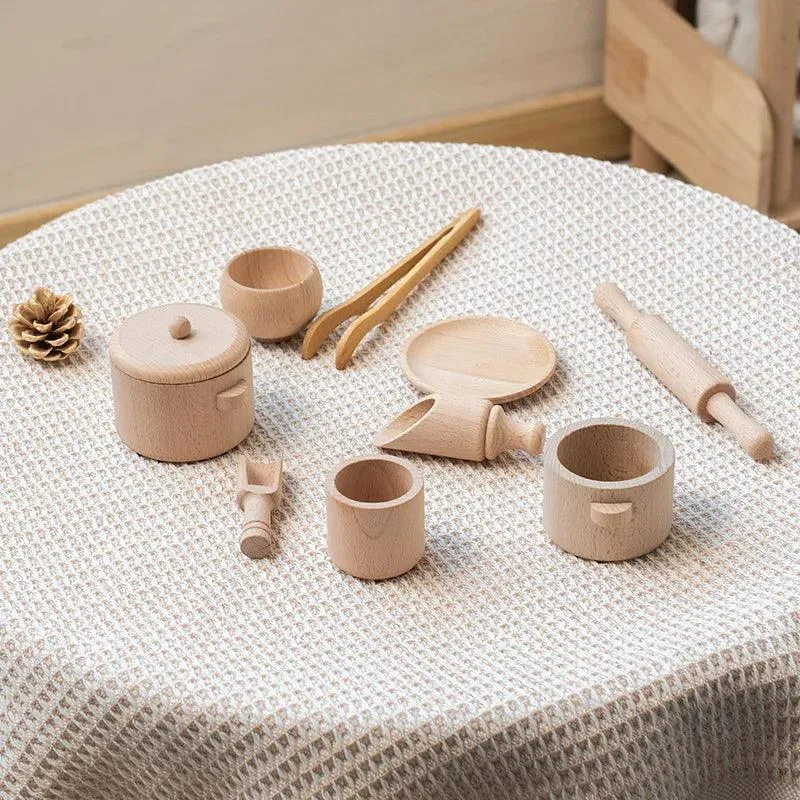 Wooden Kitchen Tea Set: Sensory Pretend Play