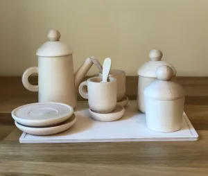 Wooden Tea set play with Cupcake