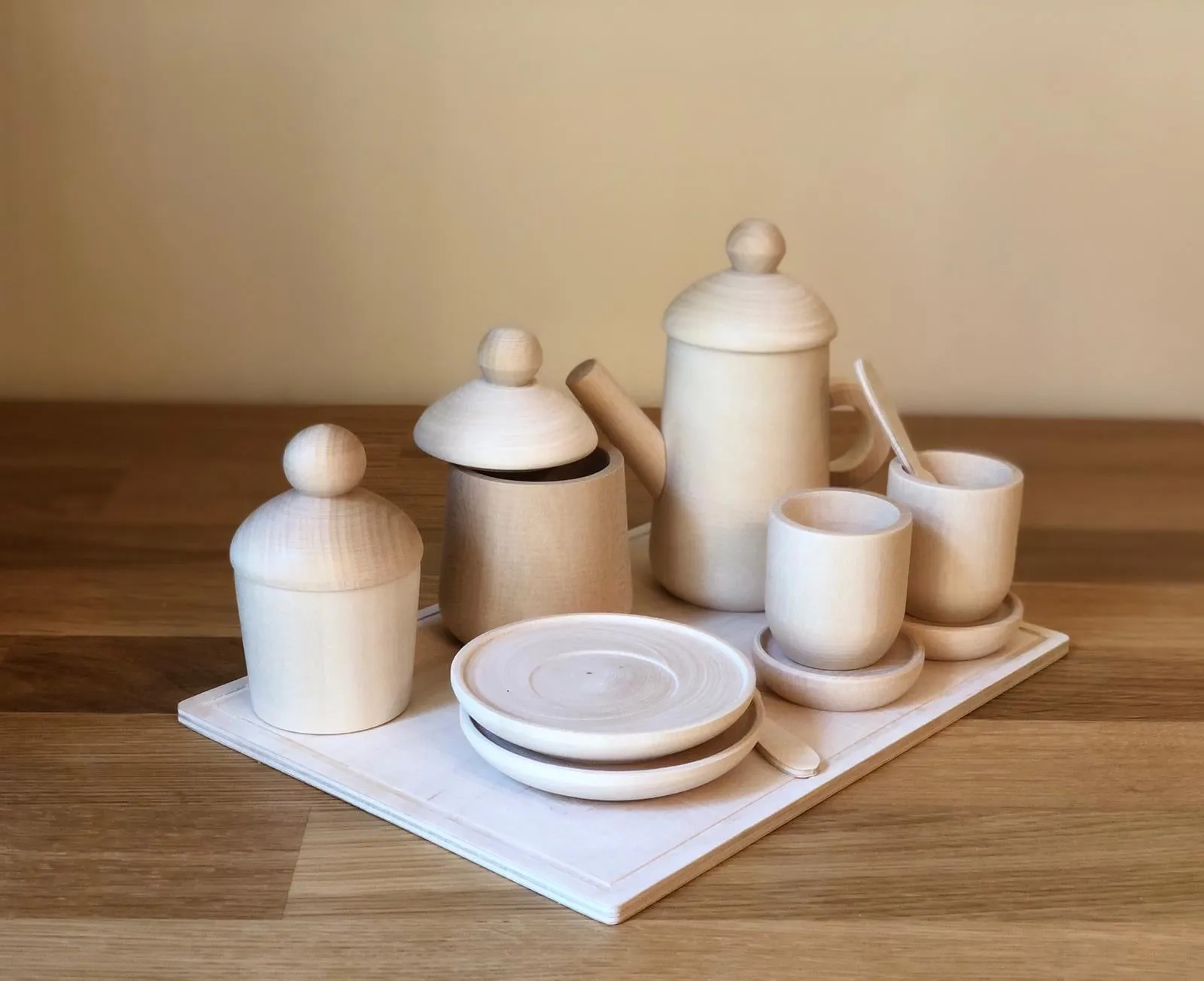 Wooden Tea set play with Cupcake